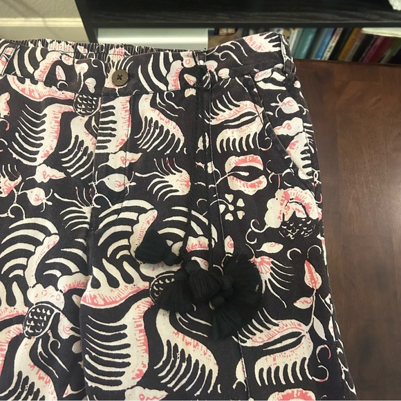 Figue Zulu Straight Leg Brown and Pink Print Cotton Cropped Pants Size M - Picture 8 of 16